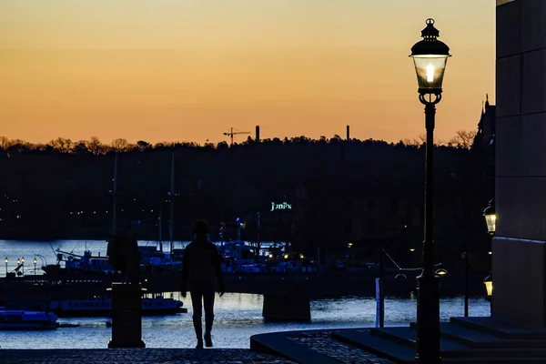 Stockholm Zweden Old Town Gamla Stan Bij Dageraad Een Loper — Stockfoto