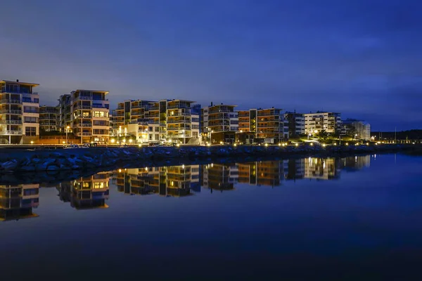 Estocolmo Suécia Porto Gashaga Noite Subúrbio Ilha Lidingo — Fotografia de Stock