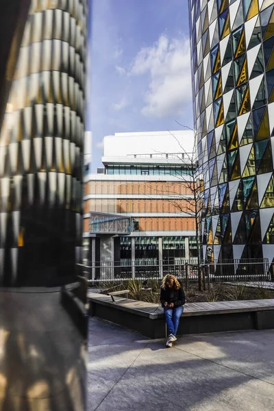 Стокгольм Швеція Квітня 2020 Основи Нової Лікарні Каролінська Сучасної Будівлі — стокове фото