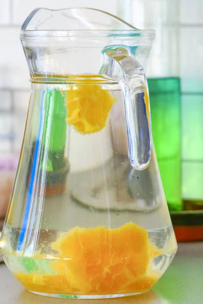Pitcher Water Filled Orange Slices — Stock Photo, Image