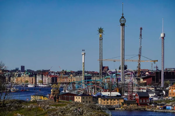 Stockholm Sverige Nöjesparken Grona Lund Står Stilla Coronakrisen Och Människor — Stockfoto