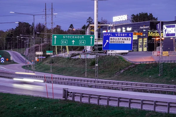Stockholm Schweden Die Leere Autobahn Bredden Vorort Upplands Vasby Während — Stockfoto