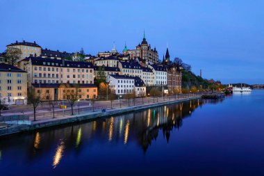 Stockholm, İsveç Mariaberget Şafakta Sodermalm adasında