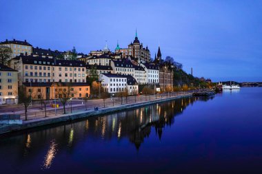 Stockholm, İsveç Mariaberget Şafakta Sodermalm adasında