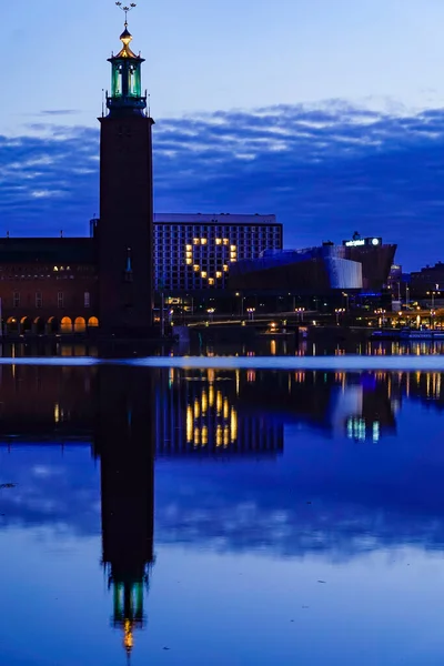 Stockholm Svédország Városháza Szív Stockholmi Vízparti Épületben Corona Válság Idején — Stock Fotó