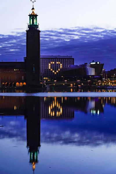Stockholm Švédsko Radnice Srdce Výstavbě Stockholmského Nábřeží Během Krize Coroně — Stock fotografie