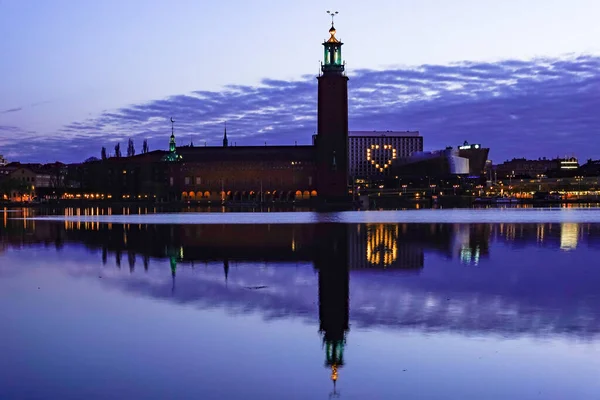 Stockholm Švédsko Radnice Srdce Výstavbě Stockholmského Nábřeží Během Krize Coroně — Stock fotografie