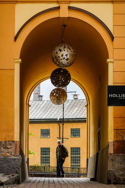 Norrkoping Suécia Pedestres Caminhando Antigo Moinho Icônico Seção Industrial Cidade — Fotografia de Stock