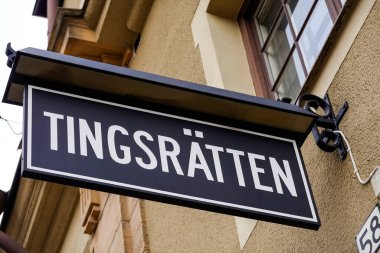 Norrkoping, İsveç İlçe Mahkemesi için bir işaret