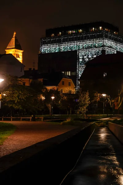 Norrkoping Suécia Stromparken Noite Água Motala Strom — Fotografia de Stock