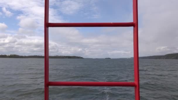 Norrkoping Zweden Een Autoveerboot Vaart Door Braviken Baai — Stockvideo