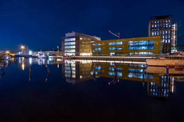 Kalmar Schweden Der Moderne Hafen Von Kalmar Bei Nacht — Stockfoto