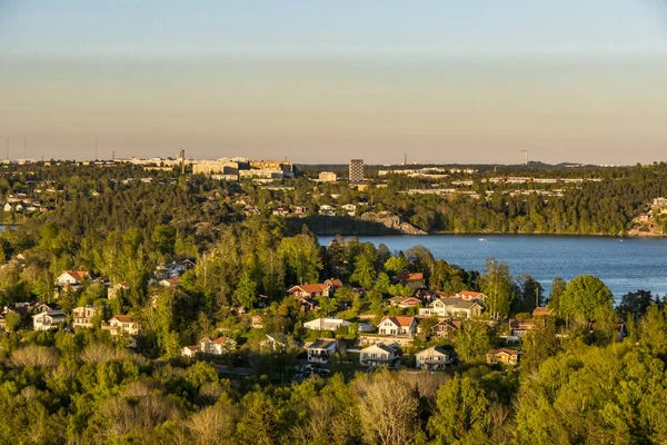 Stockholm Suède Une Vue Sur Les Maisons Banlieue Ekero — Photo