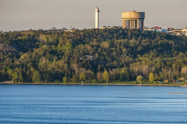 Stockholm Švédsko Pohled Předměstí Ekero Pláže Satra Satra Vodní Věže — Stock fotografie