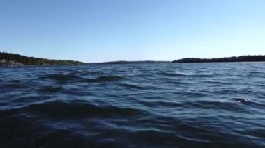Stockholm, İsveç Sürat teknesinden su seviyesi manzarası