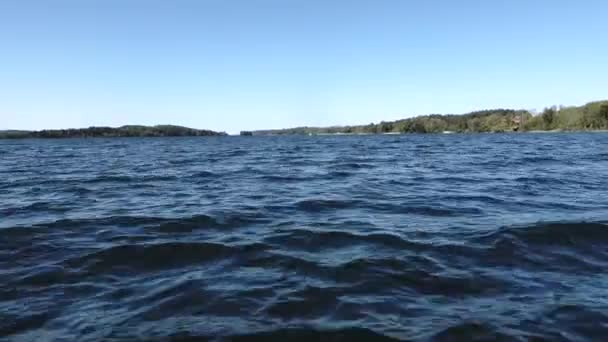 Stockholm Sweden Water Level View Water Speeding Motorboat — Stock Video