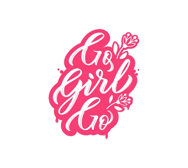 Go girl go phrase motivation calligraphique citation — Image vectorielle