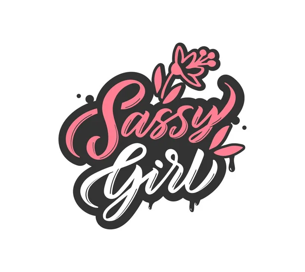 Sassy menina rosa citação adesivo isolado no fundo branco — Vetor de Stock