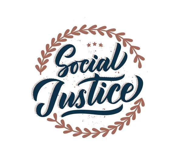 Frase Justicia Social, logo, sello. Letras creativas — Vector de stock