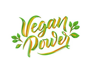 Vejetaryen gücü harfleri, logolar. Vektör çizimi, gıda tasarımı