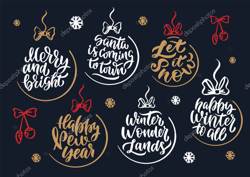 Christmas hand drawn lettering. Xmas lettering. Calligraphy composition for banner, postcard, poster design element stories, posts, etc. Vector iluustration