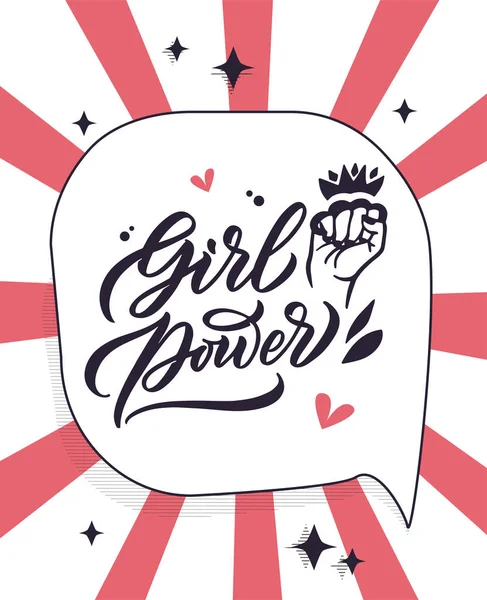 Grl pwr phrase. Calligraphie de puissance de fille. Sticker citations féministes, poster — Image vectorielle