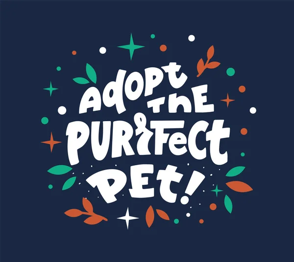 Husdjur adoptionscenter slogan platt vektor logotyp. Djur skydd volontärer t skjorta design. — Stock vektor
