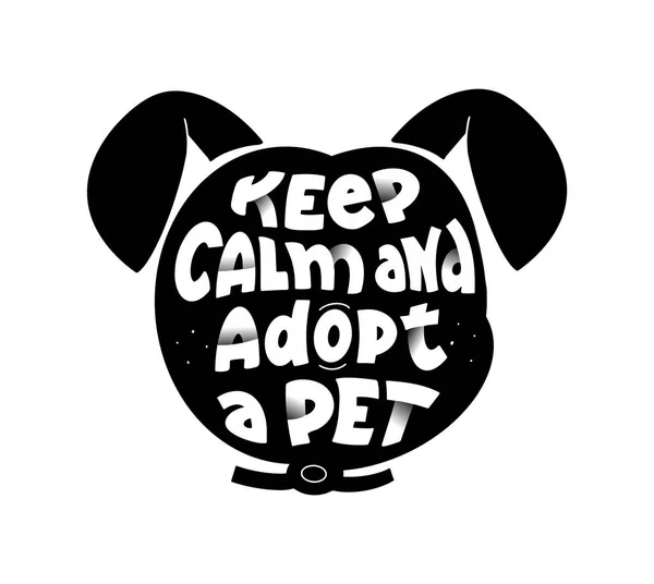 Hundar adoptionscenter platt vektor logotyp design. Svart valp huvud silhuett — Stock vektor
