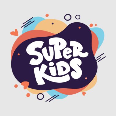Modern sıvı formunda çocuk bölgesi logosu. El çizimi harf kompozisyonu