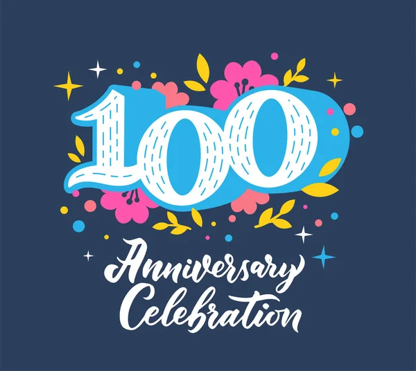 100 anniversary celebration flat vector greeting card template — Stock Vector