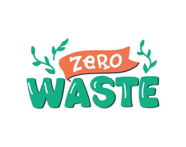 Handgetekende logo van nul afval zin. Handgeschreven lettersamenstelling — Stockfoto