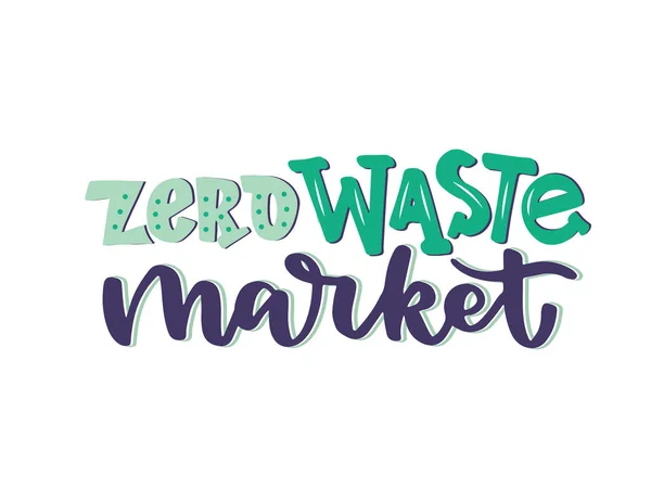 Logotipo desenhado à mão do mercado de resíduos zero. Composição de letras manuscritas — Fotografia de Stock