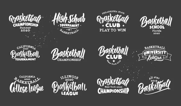 Conjunto de emblemas de baloncesto vintage. Club de baloncesto, escuela, liga — Vector de stock
