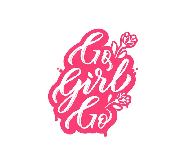 Go Girl Go Phrase motivierende kalligraphische Zitat. Feministischer weißer Spruch — Stockfoto