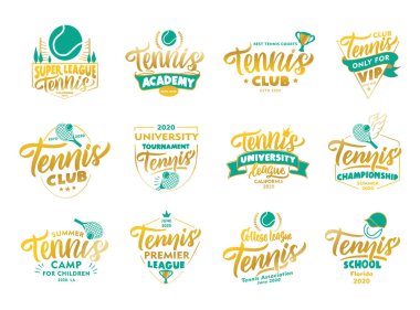 Antika tenis amblemleri ve pulları. Altın rozetler, şablonlar ve çıkartmalar