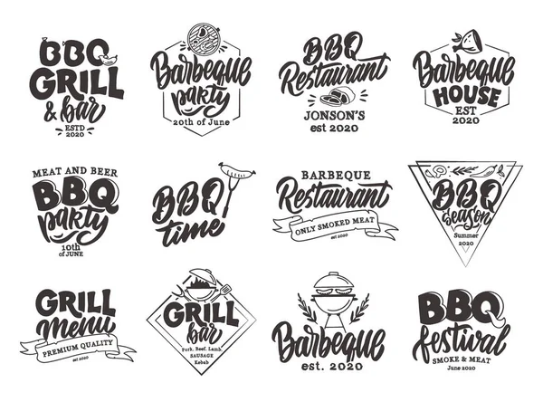 Set of vintage Seafood emblems and stamps. Fish bar badges, stickers on white background isolated. — Stockový vektor