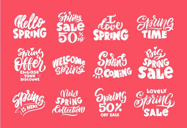 Spring Πώληση Promo Γράμματα Λογότυπα Που Μεγάλη Εποχιακή Εκδήλωση Ψώνια — Φωτογραφία Αρχείου