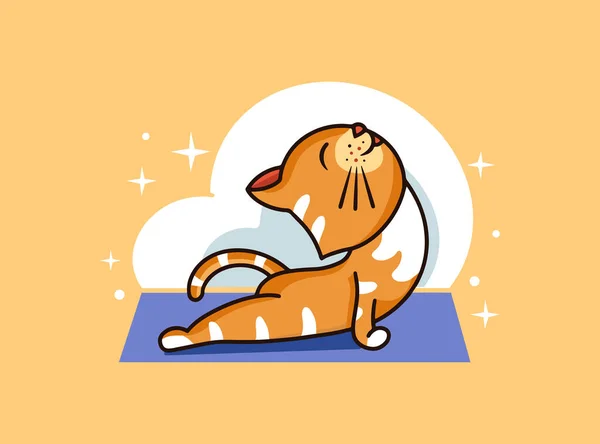 Sportovní Logo Emblém Kitty Jóga Odznak Samolepka Béžovém Pozadí Izolované — Stockový vektor