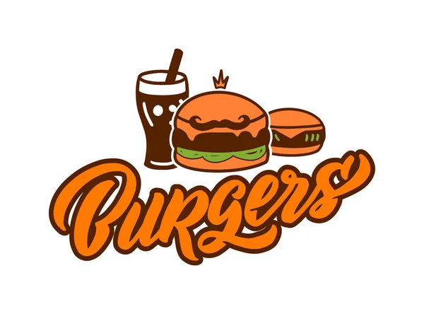Godło Hamburgera Odznaka Fast Food Naklejka Białym Tle Odizolowana Logo — Wektor stockowy
