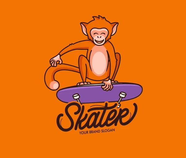 Αστείος Λογότυπος Μαϊμούς Κείμενο Φράση Λογότυπο Και Έμβλημα Αθλητικού Ζώου — Διανυσματικό Αρχείο