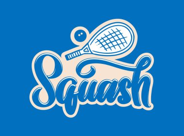 Kabak amblemi ve logoti. Spor rozeti, mavi arka planda çıkartma. El yazısıyla çizilmiş Retro logosu, cümle. Vektör illüstrasyonu.
