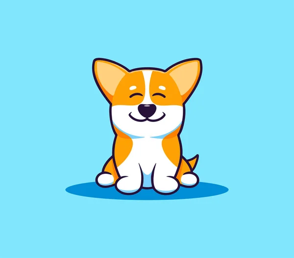 A little dog corgi, logo. Funny cartoon character, logotype — Stock Vector