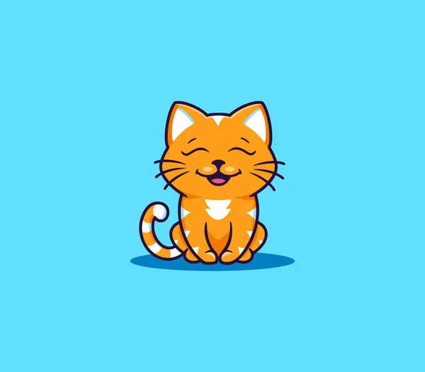 A little smiling cat, logo. Funny kitty cartoon character, logotype — Stock Vector