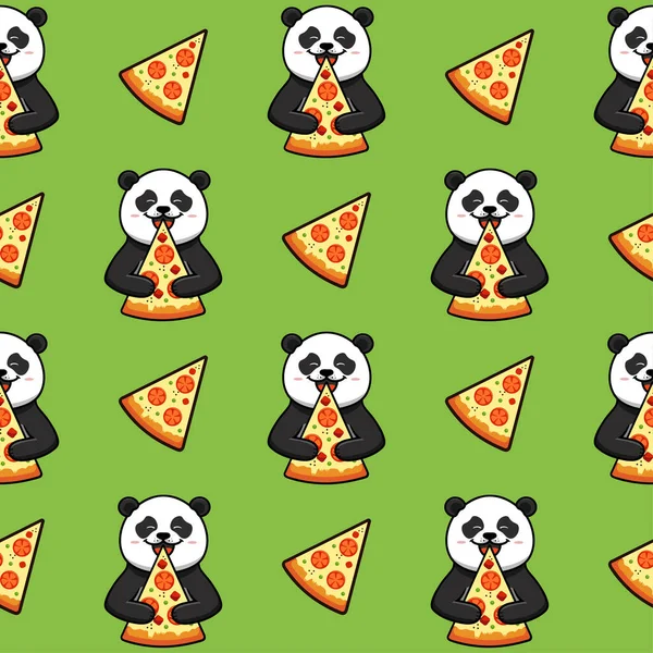 Pizza bezszwowy wzór, tekstura, nadruk, powierzchnia z panda. Włoskie jedzenie — Wektor stockowy