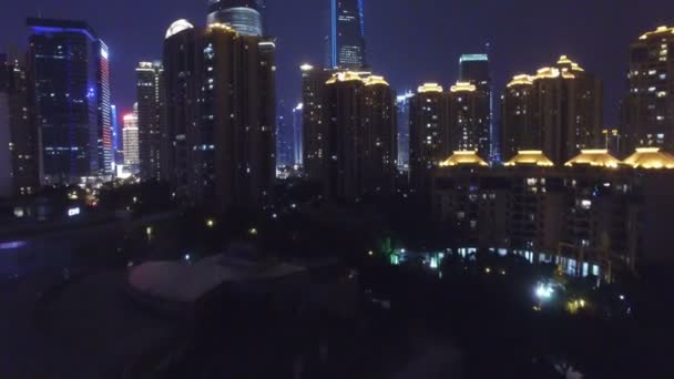 Zdjęcia z lotu ptaka, Shanghai Lujiazui City Night Scene, Chiny — Wideo stockowe