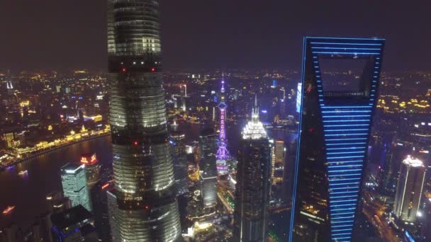 Foto aérea de Shanghai Lujiazui City Night Scene, China — Vídeo de stock