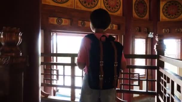 Podróżnik odwiedził starożytną pagodę, Xian, Chiny. — Wideo stockowe