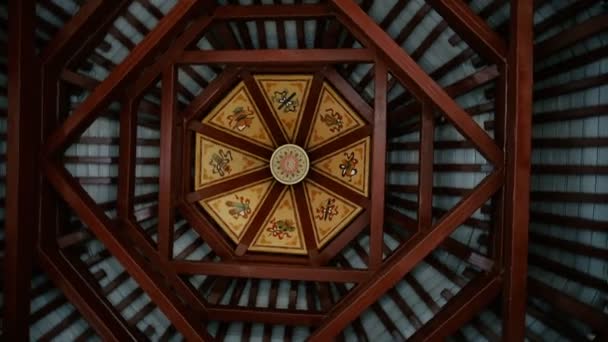 View of a pagoda ceiling showing traditional Chinese architecture, Xian, China . — стоковое видео
