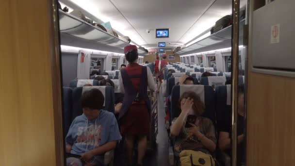 Guangyuan SICHUAN CHINA, - JUNE 05 2019: -View of Interior of high-speed rail car — Stock Video