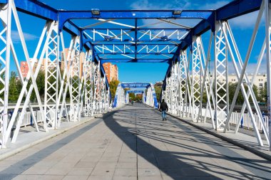 Zaragoza, İspanya / Avrupa; 12 / 1 / 2019: Zaragoza, İspanya 'daki Pillar Köprüsü (Puente de Hierro)